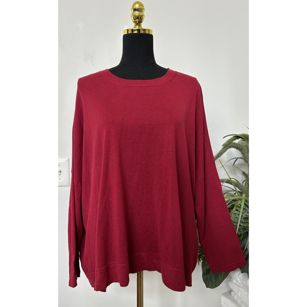 Weekend Max Mara Red Knit Sweater Top Silk Linen Oversized Fall Casual Luxury XL